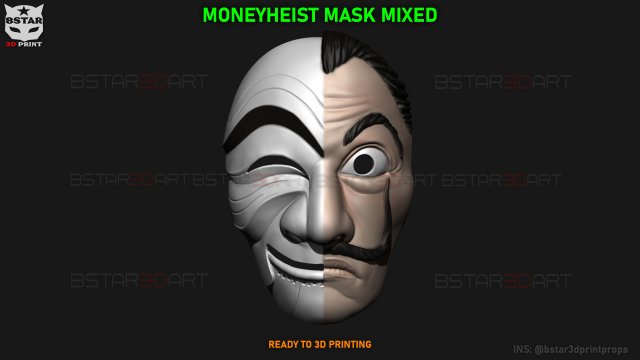 Money Heist Mask - Mixed Version Korea and Spainish 3D-Druckmodell .c4d .max .obj .3ds .fbx .stl .blend 