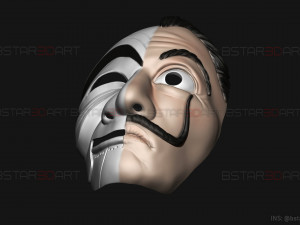 Money Heist Mask - Mixed Version Korea and Spainish 3D-Druckmodell