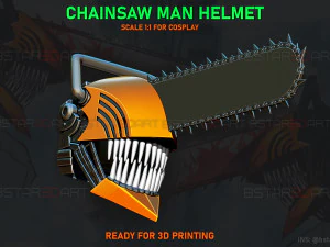 Helm Manusia Gergaji - Model cetak 3D Denji Cosplay Model Cetak 3D