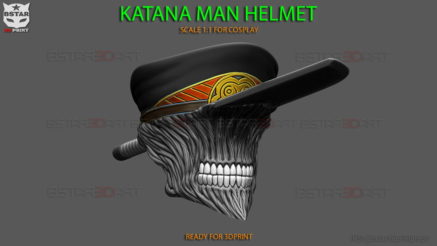 Katana Man Helmet - Chainsawman Cosplay 3D print model 3D Print Model .c4d .max .obj .3ds .fbx .stl .blend 