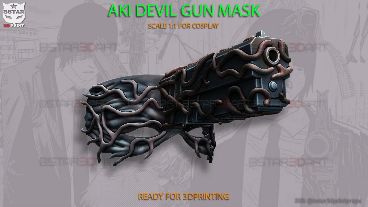 Aki Devil Mask - Chainsawman Cosplay 3D Print Model .c4d .max .obj .3ds .fbx .stl .blend 