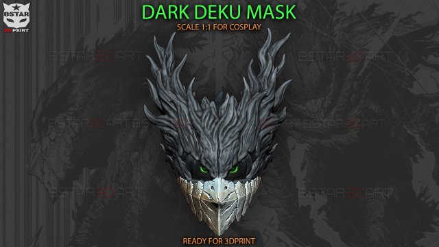 Dark Deku Mask - My Hero Academia Cosplay 3D Print Model .c4d .max .obj .3ds .fbx .stl .blend 