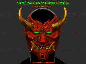 Cyber Samurai Hannya Mask - Japanese Ghost Mask 3Dプリントモデル