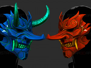 Cyber Samurai Hannya Mask - Japanese Ghost Mask Modèles 3D en vedette