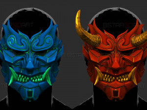 Cyber Samurai Hannya Mask - Japanese Ghost Mask Modèles 3D en vedette
