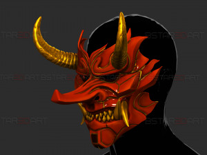 Cyber Samurai Hannya Mask - Japanese Ghost Mask Modèles 3D en vedette