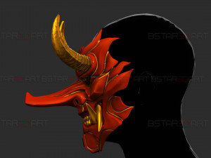 Cyber Samurai Hannya Mask - Japanese Ghost Mask Modèles 3D en vedette