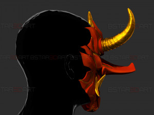 Cyber Samurai Hannya Mask - Japanese Ghost Mask Modèles 3D en vedette
