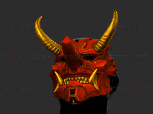 Cyber Samurai Hannya Mask - Japanese Ghost Mask Modèles 3D en vedette