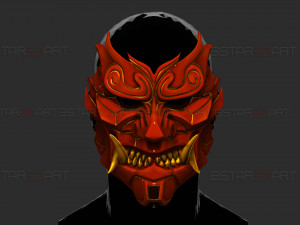 Cyber Samurai Hannya Mask - Japanese Ghost Mask Modèles 3D en vedette
