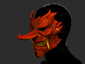 Cyber Samurai Hannya Mask - Japanese Ghost Mask Modèles 3D en vedette