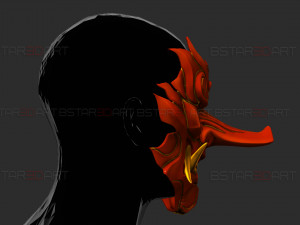 Cyber Samurai Hannya Mask - Japanese Ghost Mask Modèles 3D en vedette