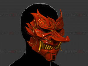 Cyber Samurai Hannya Mask - Japanese Ghost Mask Modèles 3D en vedette
