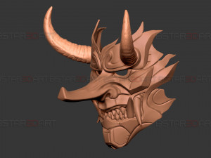 Cyber Samurai Hannya Mask - Japanese Ghost Mask Modèles 3D en vedette