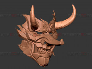 Cyber Samurai Hannya Mask - Japanese Ghost Mask Modèles 3D en vedette