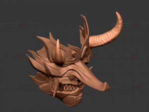 Cyber Samurai Hannya Mask - Japanese Ghost Mask Modèles 3D en vedette