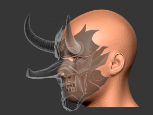 Cyber Samurai Hannya Mask - Japanese Ghost Mask Modèles 3D en vedette