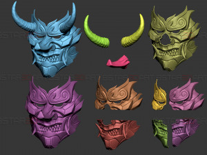 Cyber Samurai Hannya Mask - Japanese Ghost Mask Modèles 3D en vedette