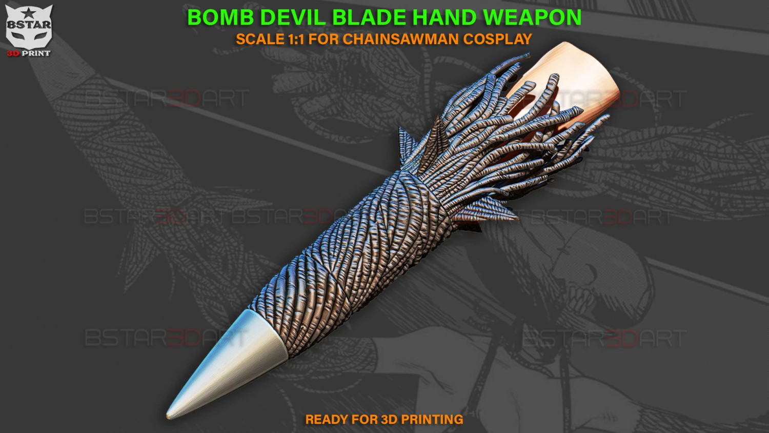 Bomb Devil Blade Arm Weapon - Chainsaw Man Cosplay 3D Print Model .c4d .max .obj .3ds .fbx .stl .blend 