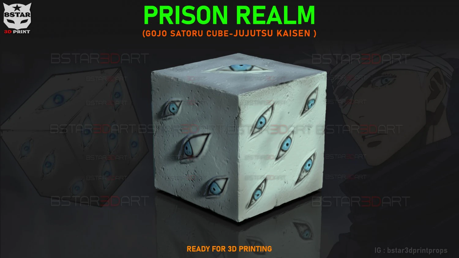 Prison Realm - Gojo satoru Cube - Jujutsu Kaisen 3D Print Model .c4d .max .obj .3ds .fbx .stl .blend 
