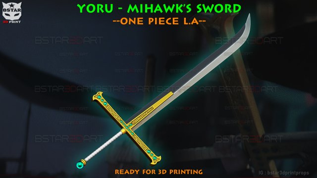 Yoru Sword - Mihawk Weapon High Quality - One Piece Live Action Modèles 3D en vedette .c4d .max .obj .3ds .fbx .stl .blend 
