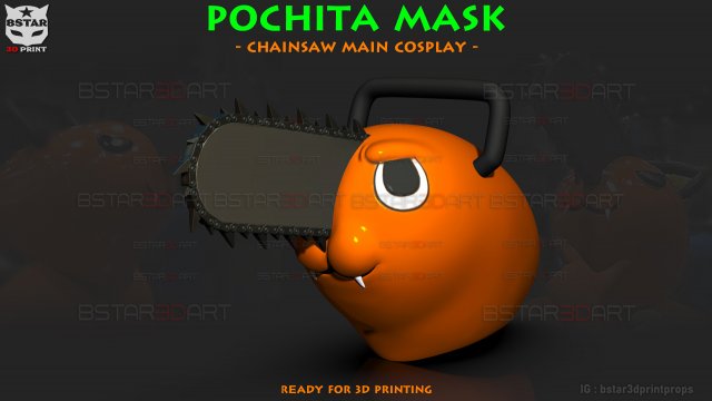 Pochita Mask - Chainsaw Man Cosplay 3D Print Model .c4d .max .obj .3ds .fbx .stl .blend 