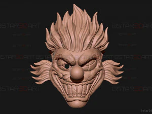 Sweet Tooth Twisted Metal Mask With Hair High Quality 3D Print Model