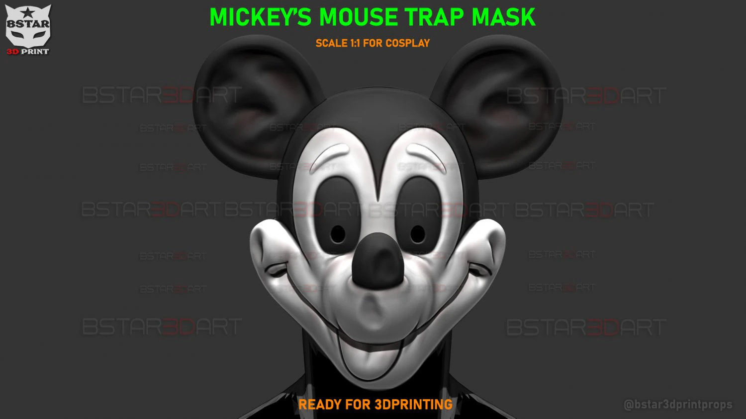 Mickey Mouse Trap Mask - Halloween Cosplay 3D Print Model .c4d .max .obj .3ds .fbx .stl .blend 