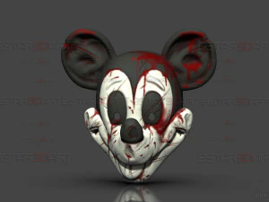 Mickey Mouse Trap Mask - Damaged Version - Halloween Cosplay 3D Print Model