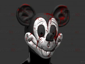 Mickey Mouse Trap Mask - Damaged Version - Halloween Cosplay 3D Print Model