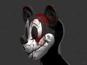 Mickey Mouse Trap Mask - Damaged Version - Halloween Cosplay 3D Print Model