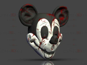 Mickey Mouse Trap Mask - Damaged Version - Halloween Cosplay 3D Print Model