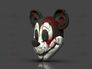 Mickey Mouse Trap Mask - Damaged Version - Halloween Cosplay 3D Print Model
