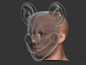 Mickey Mouse Trap Mask - Damaged Version - Halloween Cosplay 3D Print Model