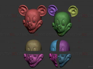 Mickey Mouse Trap Mask - Damaged Version - Halloween Cosplay 3D Print Model