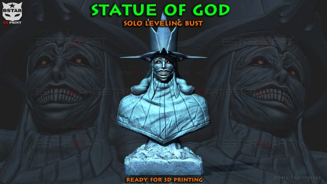Statue of God - Solo Leveling Bust Model Cetak 3D .c4d .max .obj .3ds .fbx .stl .blend 