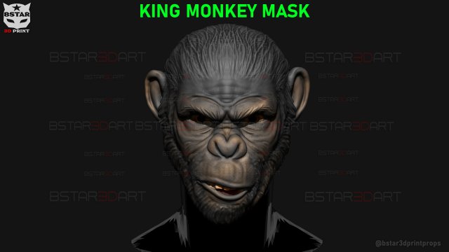 King Monkey Mask - Kingdom of The Planet of The Apes 3D-Druckmodell .c4d .max .obj .3ds .fbx .stl .blend 