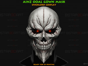 Ainz Ooal Gown Mask - OverLord Cosplay 3D प्रिंट मॉडल