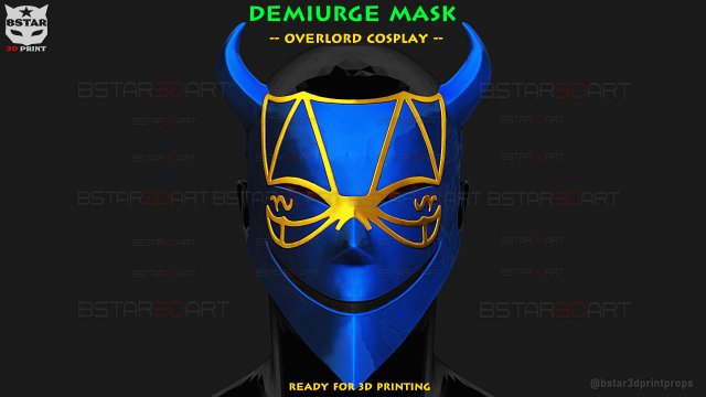 Demiurge Half Mask - OverLord Cosplay 3D-printmodel .c4d .max .obj .3ds .fbx .stl .blend 
