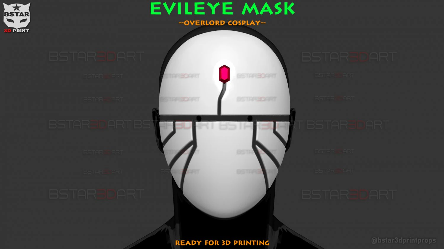 Evileye Half Mask - Overlord Cosplay 3D Print Model .c4d .max .obj .3ds .fbx .stl .blend 