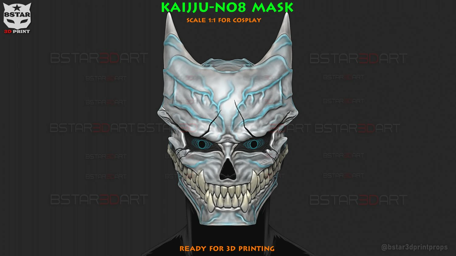 Kaiju No 8 MASK - Kafka Hibino Cosplay 3D Print Model .c4d .max .obj .3ds .fbx .stl .blend 
