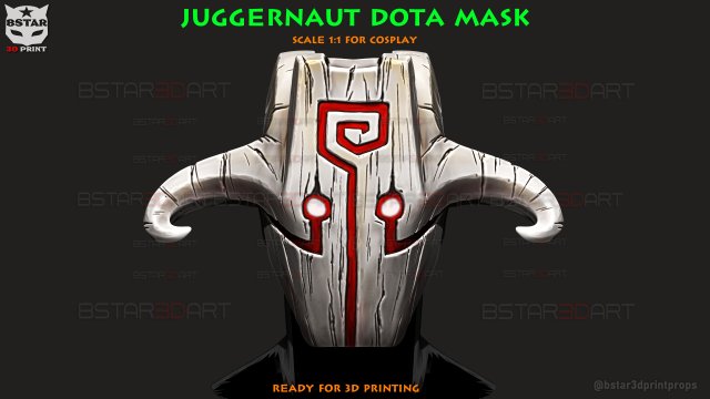 Topeng Juggernaut Dota - Cosplay Halloween Model Cetak 3D .c4d .max .obj .3ds .fbx .stl .blend 