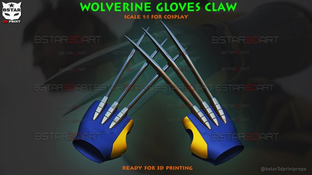 Wolverine Gloves Claw Weapon - Marvel Cosplay Model do druku 3D .c4d .max .obj .3ds .fbx .stl .blend