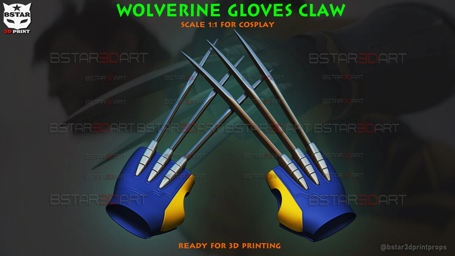 Wolverine Gloves Claw Weapon - Marvel Cosplay 3D Print Model .c4d .max .obj .3ds .fbx .stl .blend 