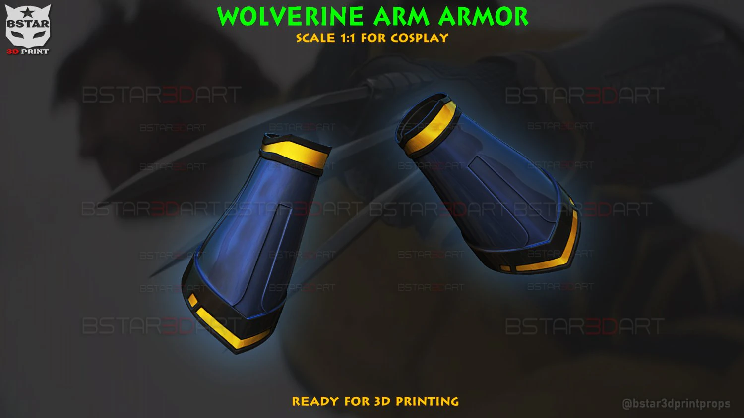 Wolverine Arm Armor - Marvel Cosplay 3D Print Model .c4d .max .obj .3ds .fbx .stl .blend 