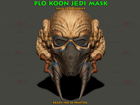 Plo Koon Jedi High Quality Mask - Star Wars Cosplay 3Dプリントモデル