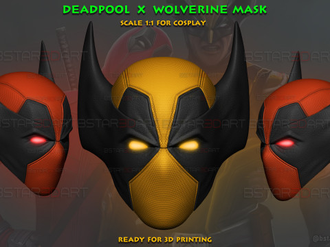 Deadpool X Wolverine Mask - Marvel Comic Cosplay 3D Print Model