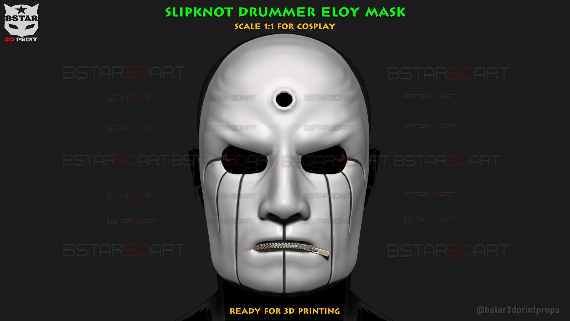 Eloy, baterista de Slipknot Mascarilla Modelo de impresión 3D .c4d .max .obj .3ds .fbx .stl .blend 