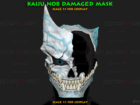 Kaiju Nr. 8 besch&auml;digte Maske &ndash; Kaiju Nr. 8 Anime Cosplay 3D Druckmodell
