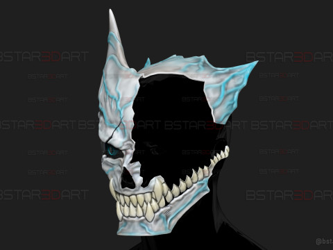 Kaiju No 8 Damaged Mask - Kaiju No 8 Anime Cosplay Model Cetak 3D